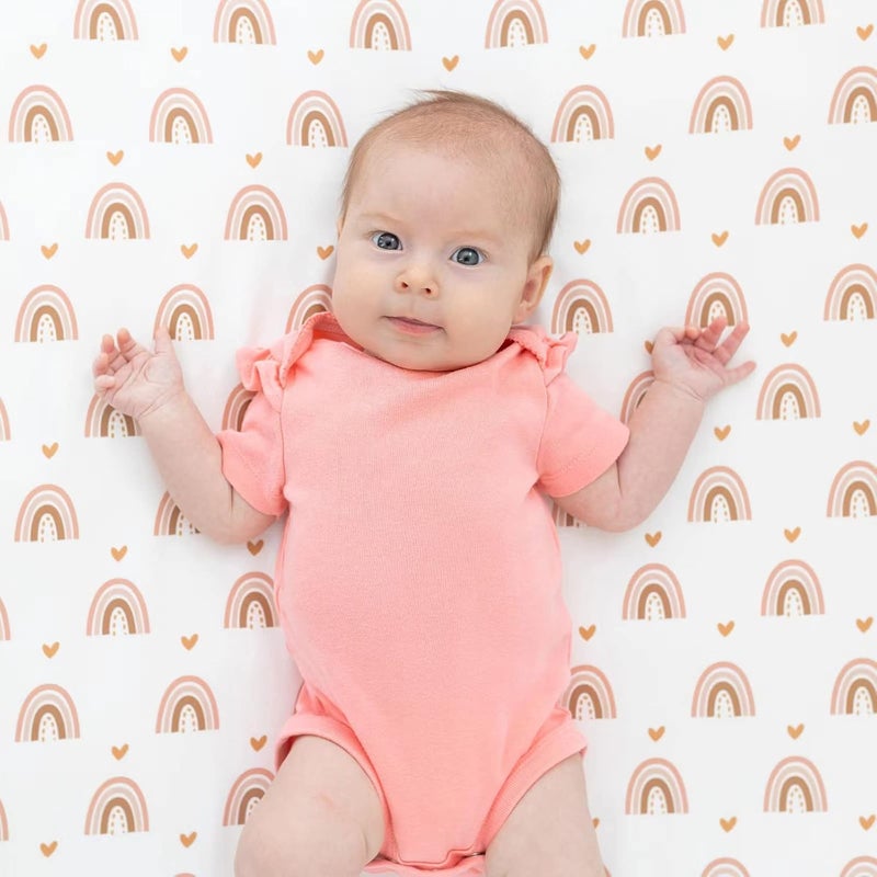 Cokouchyi 3 Piece Rainbow Boho Crib Bedding Set - Standard Size Nursery Bedding for Boys and Girls with Crib Sheet, Comforter & Crib Skirt - Image 3